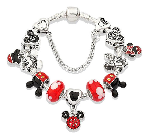 Pulsera Esmaltada Brillante De Mickey Minnie Para Regalar Co