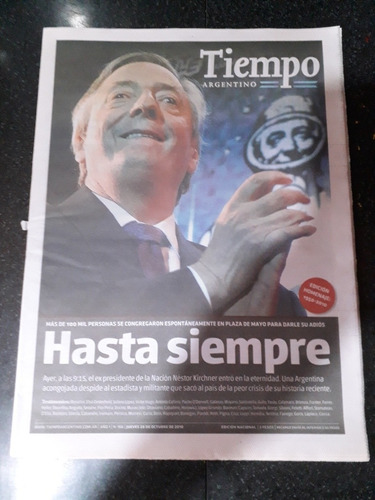 Diario Tiempo Argentino 28 10 2010 Muerte Néstor Kirchner 
