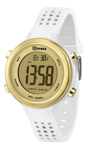 Relógio Xgames Feminino Digital Xfppd064 Branco Dourado