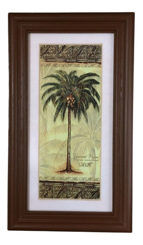 Quadro Moldura Marrom Coconut Palm Com Vidro Antirreflexo