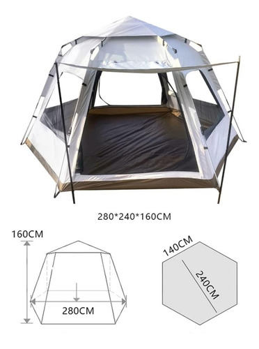 Carpa Automática Hexagonal Para 6 Personas 240x280x160