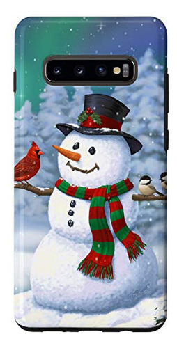 Ho Funda Para Galaxy S10+ Christmas Snowman Cardinal Bird