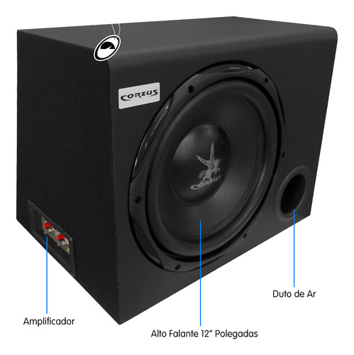 Caixa Amplificada Automotiva Cxs303 12 Pol 350w Rms Corzus