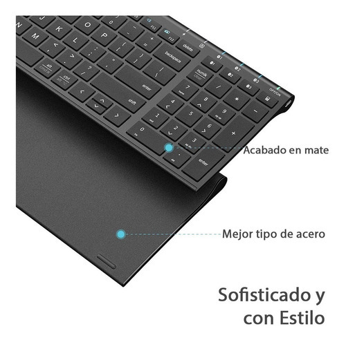 Teclado Bluetooth Recargable Para Macbook Windows Mac Pc Color Del Teclado Negro