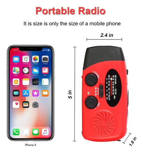 Radio De Manivela Emergencia 3 Led Am/fm Noaa Portátil