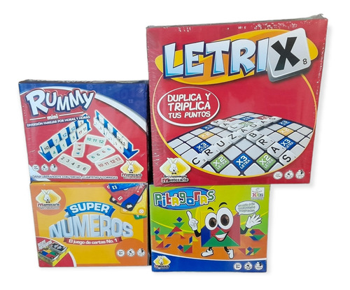 Combo Juegos De Mesa Rummy, Super Números Letrix Y Pitagoras