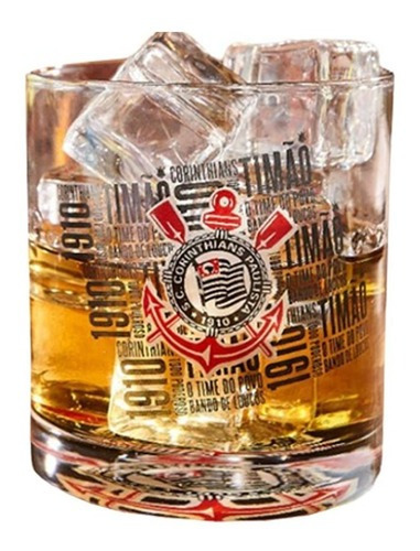 1 copo baixo Corinthians time whisky bebida licenciado