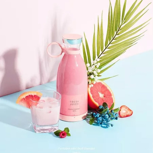 Mini Liquidificador Juicer Com Alça Portátil Rosa 420ml