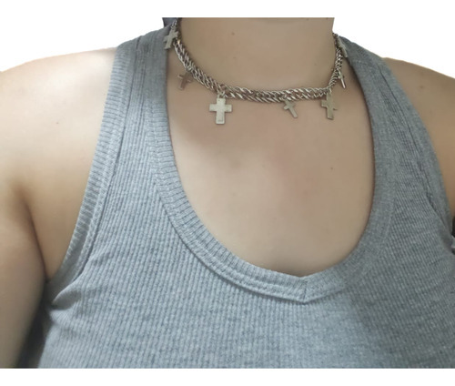 Collar De Cadena Y Cruces, Chocker De Cruces 