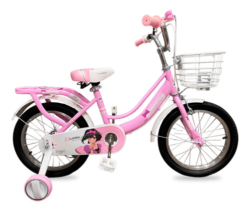 Bicicleta Paseo R16 Infantil Niña C/ Canasto Y Acc - El Rey Color Rosado