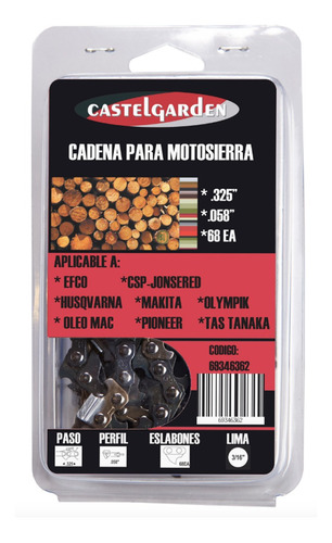 Cadena Motosierra Armada Castel Garden 325 058 X 68 Acc