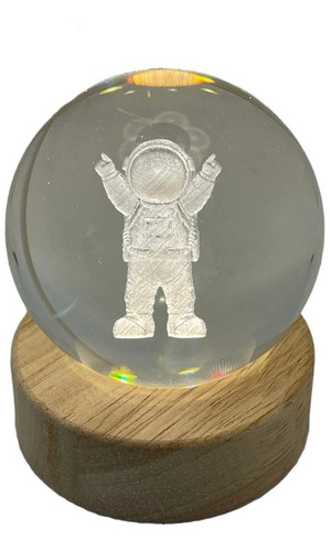 Luminária Esférica 3d Led Cosmonauta Astronauta Espaço 