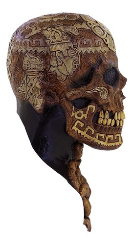Máscara Calavera Mexicana Azteca Cráneo Látex Halloween Color Café