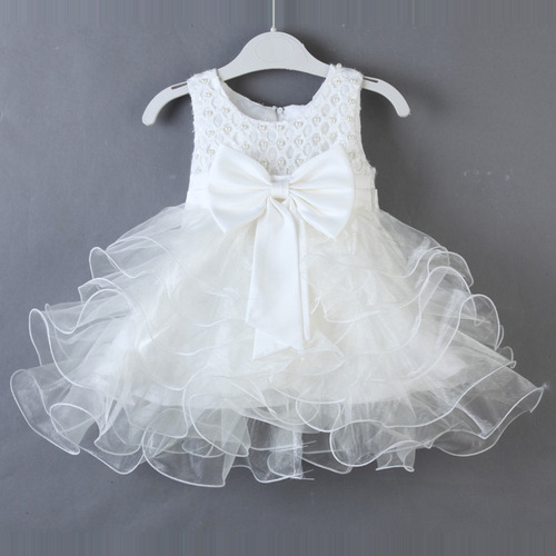 Vestido De Pastel De Perlas For Bebé, Vestido De Bautizo