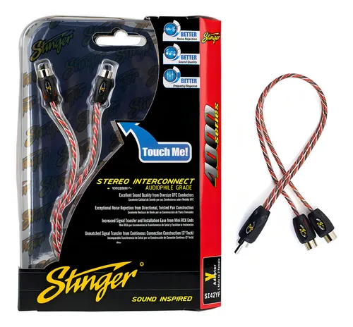 Cable De Audio Adaptador En Y Rca Stinger Si42yf 1 Macho 2 Hembras Serie 4000 2 Canales Cobre Premium