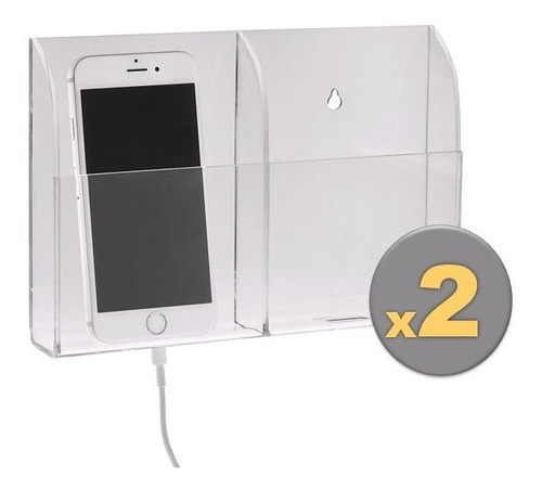 Suporte Acrílico Cristal Duplo Para Celular - Kit C/ 2 Pçs