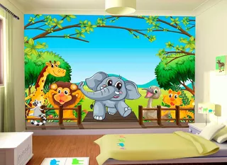Papel De Parede Infantil Bebê Zoo Safari Bichinhos 3m² Azs04