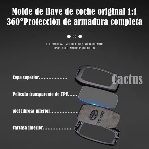 Funda Zinc Llave Toyota Rav4 Co-rolla Chr Prius Camry 4boton