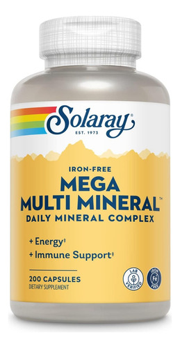 Megamultimineral Sin Hierro Solaray 200 Cápsulas