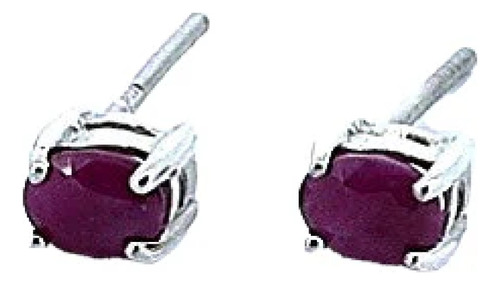 Aretes De Plata Con Piedra Natural Zafiro, Esmeralda O Rubí