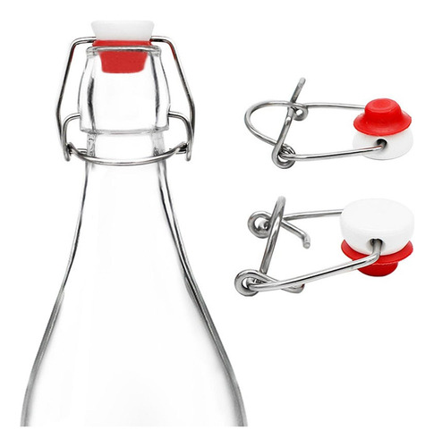 6 Botellas De Vidrio + Tapones Mecánicos 1000ml