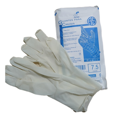 Guantes Esteriles P/cirugia X 50 Pares.as Blanco 7.5