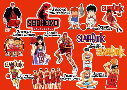 Stickers Slam Dunk Anime (resistentes Al Agua) X 13 U