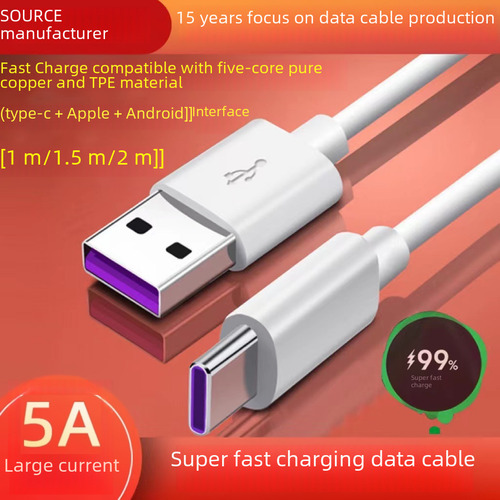 Cable Tipo C Modelo Estándar Doble Núcleo 5a Super