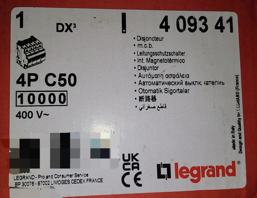 Interruptor Automatico 4p 50a Curva C 15 Ka Ref 409341 Legra