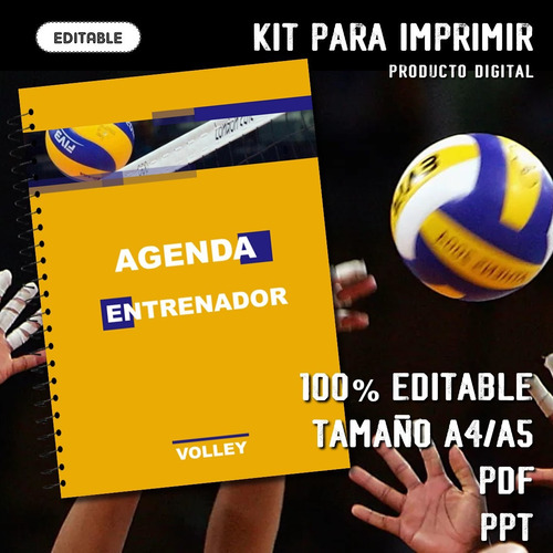 Kit Imprimible Agenda Dt Entrenador Volley  (pdf + Ppt)