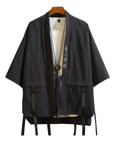 Hombres Japonés Bordado Kimono Chaqueta Chaqueta Retro