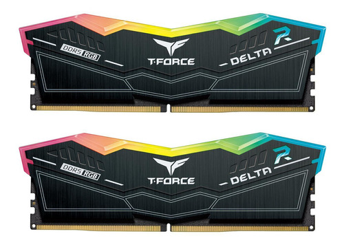 Memoria RAM T-Force Delta RGB gamer color negro  32GB 2x16GB Team Group DELTA RGB DDR5 DESKTOP