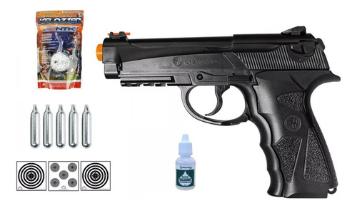 Pistola C12 Co2 Pressão Lançamento Airsoft Wingun + Kit Bbs