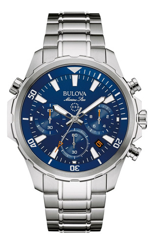 Reloj Hombre Bulova 96b256 Cuarzo Pulso Plateado En Acero