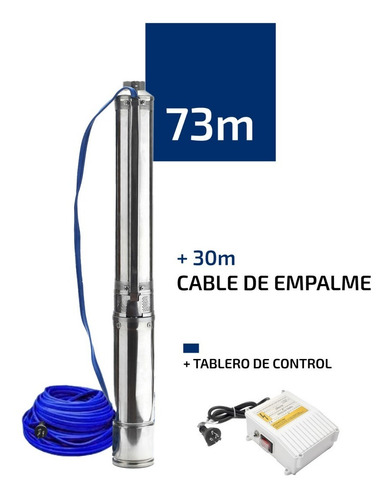 Imagen 8 de 10 de Bomba Sumergible Pozo 73 M 4 PuLG 1 Hp 6500l/h Tablero Cable
