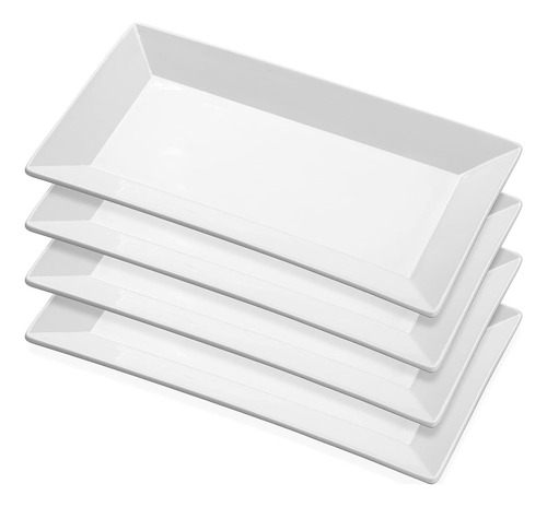 Set De Platos 24.76cms 4 Pcs Porcelana Aperitivo Rectangular