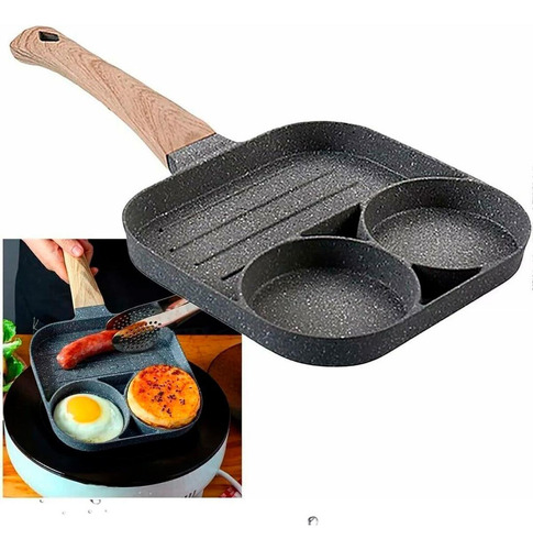 Frigideira Para Carne Frita 2 Buracos Antiaderente Ovos