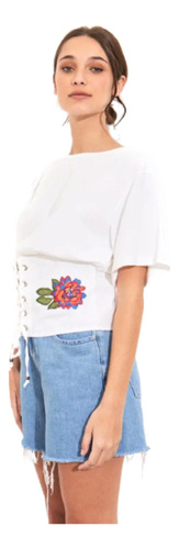 Remera Blusa Bordada Importada Estilo Boho Corset