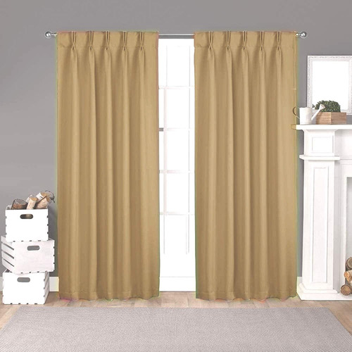 100 Polyester Double Pinch Pleated Blackout Window Curt...