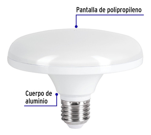 Imagen 3 de 6 de Lámpara De Led, Circular, 18 W, Luz De Día, Volteck, 46091