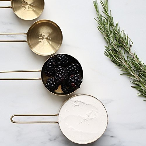 Juego De Tazas Y Cucharas Medidoras Modernas, Dorado - Apila