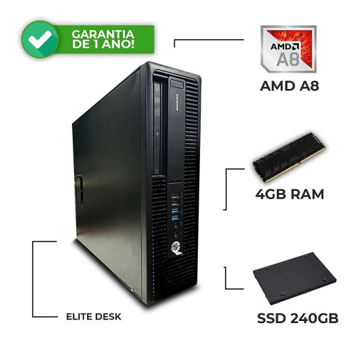 Computador Pc Hp Elitedesk, Amd A8/ 4gb/ Ssd 240gb 