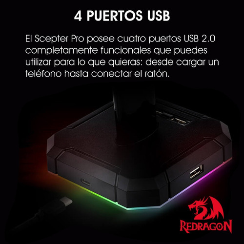 Imagen 8 de 10 de Base Para Auricular Gamer Redragon Ha300 Specter Pro Rgb
