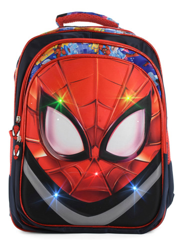 Mochila Niño Escolar Superheroes Tamaño Oficio Luces  Mch-60