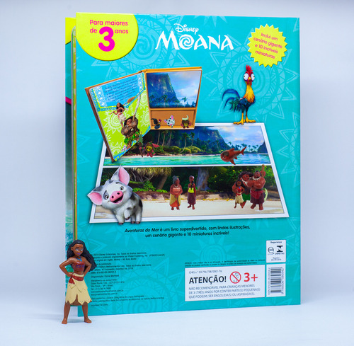 Livro Moana Aventuras Do Mar Com 10 Miniaturas Cenário Gigante Disney Capa Dura Em Português Editora Melhoramentos 2016