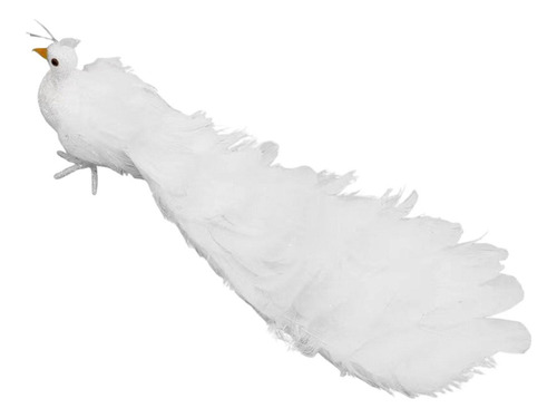 Estatuilla De Pájaro De Simulación De Pavo Real Blanco,