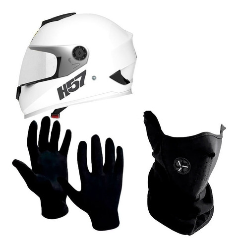 Casco Moto Integral Halcon H57 + Cuello + Guantes ** Fas