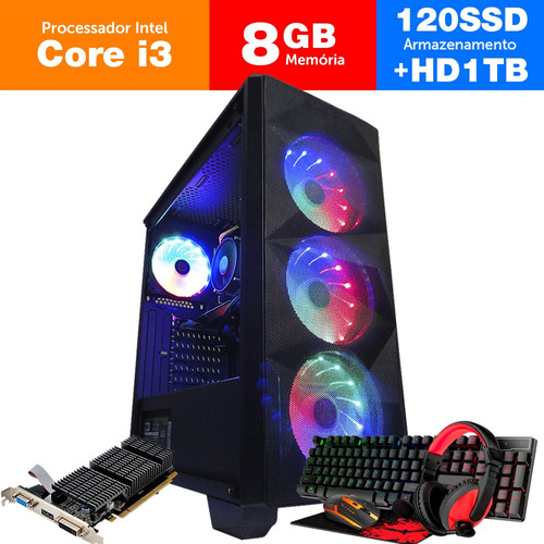 Desktop Gamer Completo I3 3g 8gb Ssd120+1tb Pl Vídeo 4gb