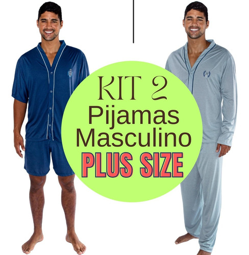 Kit Com 2 Pijamas Extra Grande Masculino Adulto