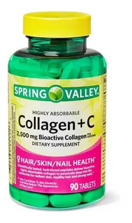 Colágeno 2.500mcg Com Vitamina C 90un Spring Valley Imp Eua